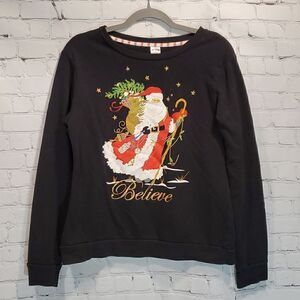 Holiday Time black Santa crewneck sweatshirt